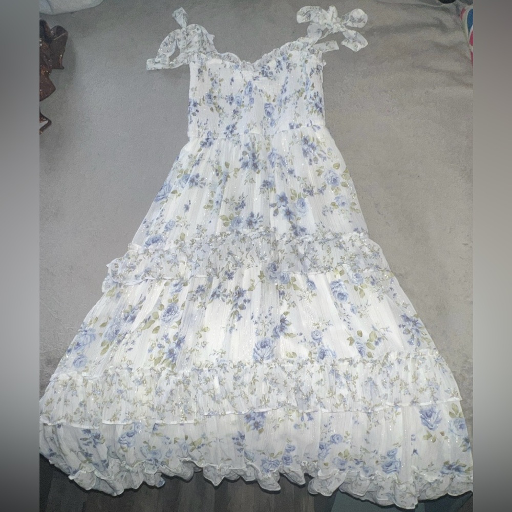 NWT Altar’d State Floral Maxi Dress with Ruffle Details